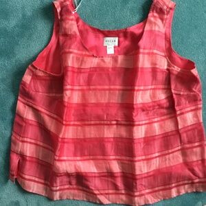 Oscar De La Renta- Sleeveless Top- Silk- Lined - Made in USA- 24 W- Melon Color